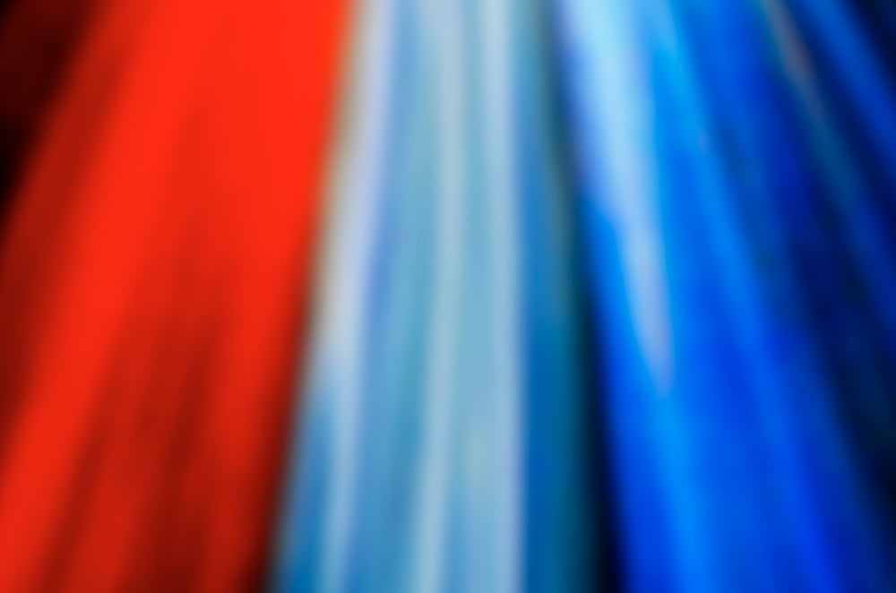 Divine Mercy colours showing vertical bands of glowing red, white and blue