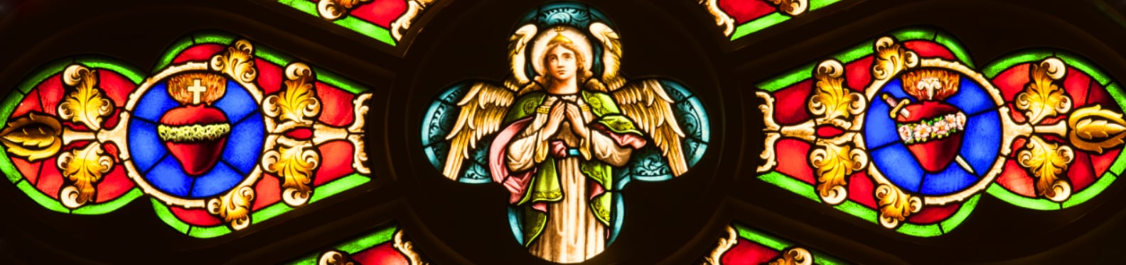 Rose Window featuring St. Michael
